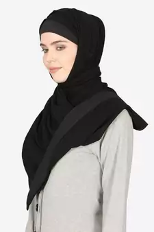 nazneen georgette plain black band hijab     30x78