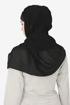 nazneen georgette plain black band hijab     30x78