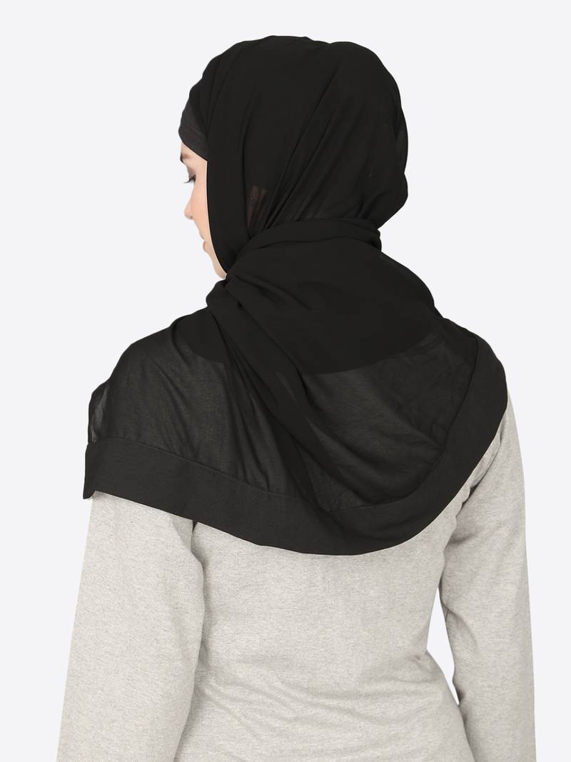 nazneen georgette plain black band hijab     30x78