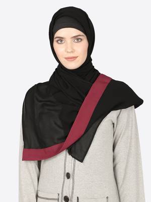 Maroon Band Plain Black Hijab 1
