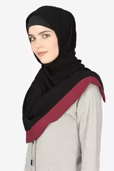 Maroon Band Plain Black Hijab