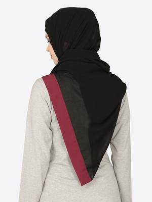 Maroon Band Plain Black Hijab 3