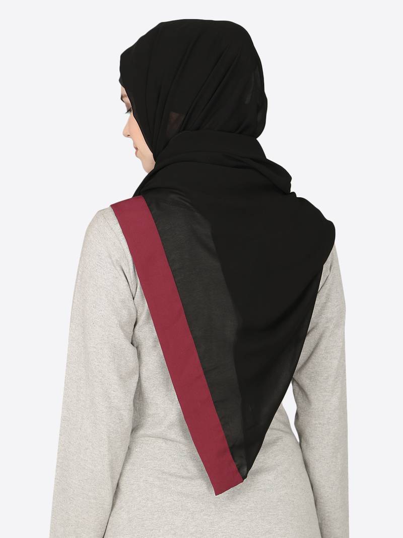 Maroon Band Plain Black Hijab