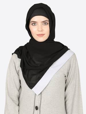 Sky Blue Band Plain Black Hijab 1