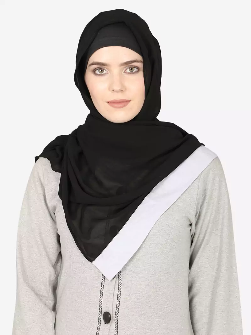 Sky Blue Band Plain Black Hijab