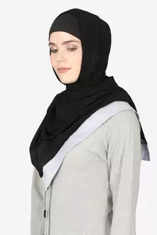 Sky Blue Band Plain Black Hijab