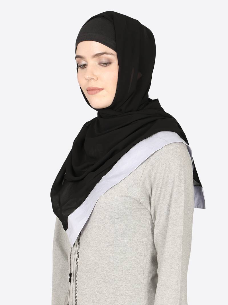 Sky Blue Band Plain Black Hijab