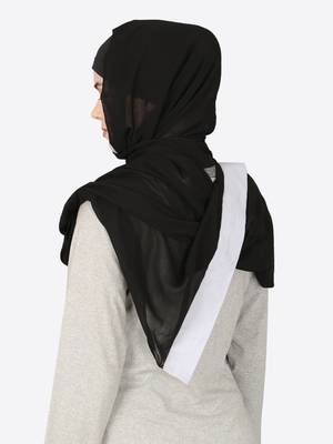 Sky Blue Band Plain Black Hijab 3