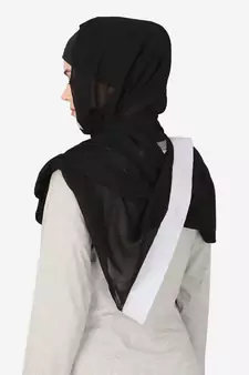 Sky Blue Band Plain Black Hijab