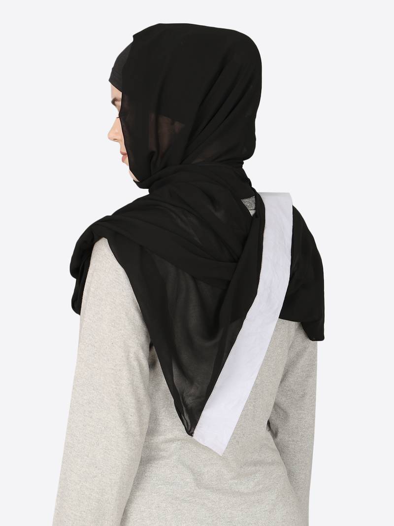 Sky Blue Band Plain Black Hijab