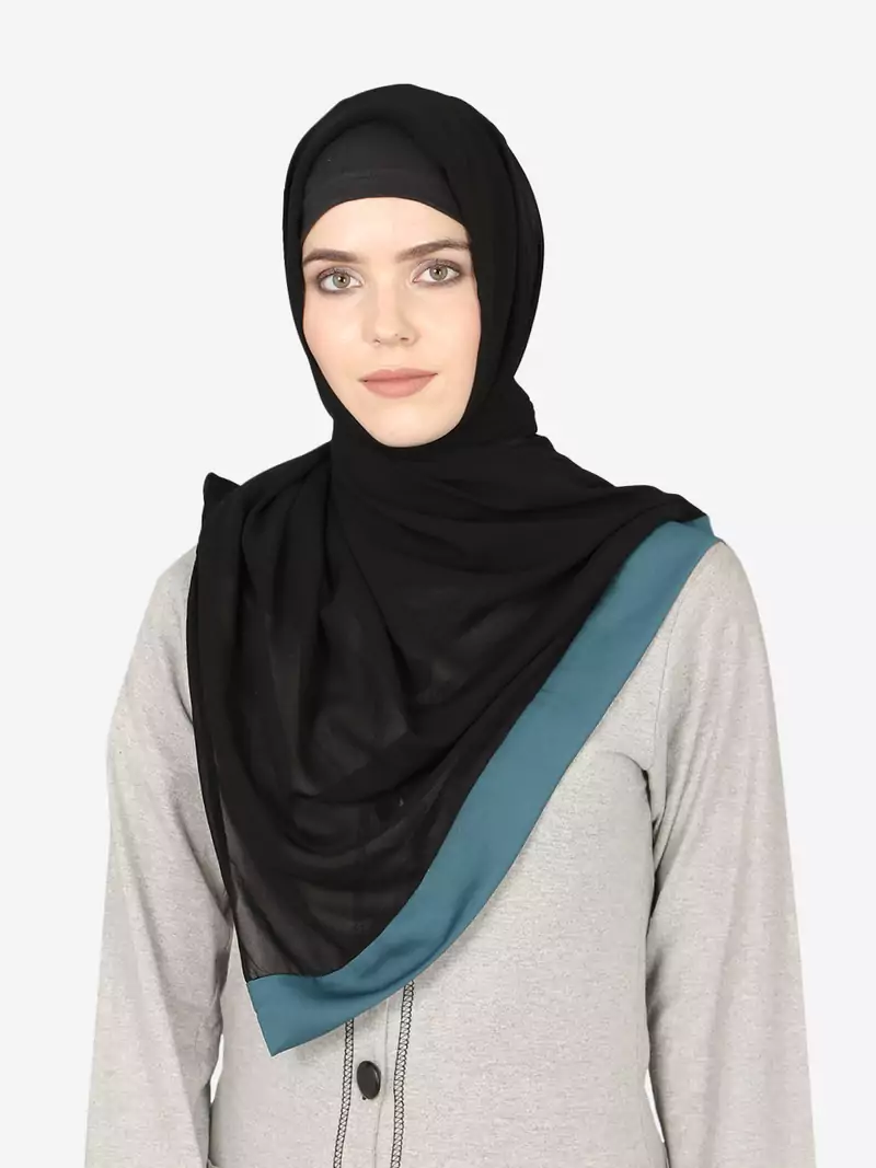 Teal Band Plain Black Hijab