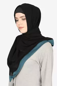 Teal Band Plain Black Hijab