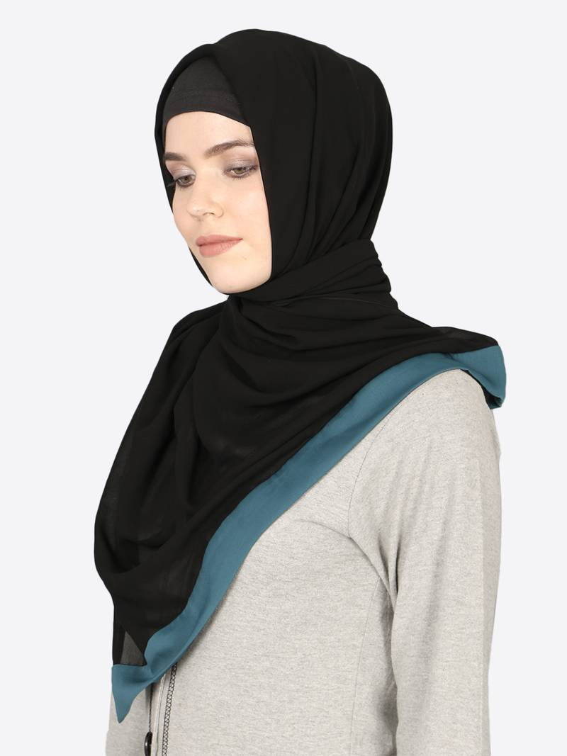 Teal Band Plain Black Hijab