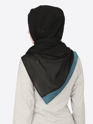 Teal Band Plain Black Hijab 3