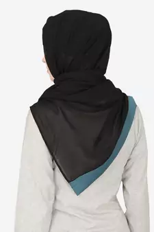 Teal Band Plain Black Hijab