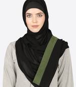 Olive Green Band Plain Black Hijab