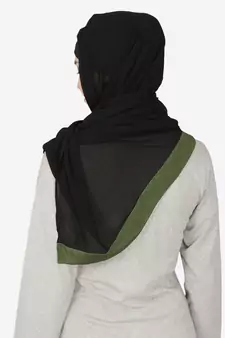 Olive Green Band Plain Black Hijab