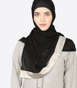 Silver Band Plain Black Hijab