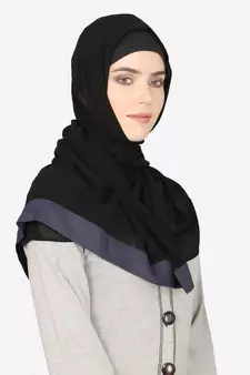 Blue Band Plain Black Hijab
