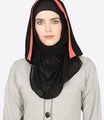 Orange Band Plain Black Hijab