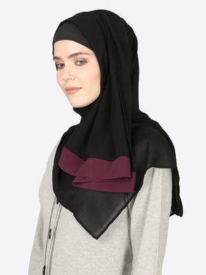 Maroon Band Plain Black Hijab 2