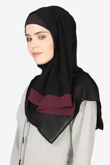 Maroon Band Plain Black Hijab