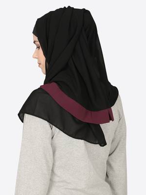 Maroon Band Plain Black Hijab 3