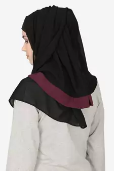 Maroon Band Plain Black Hijab