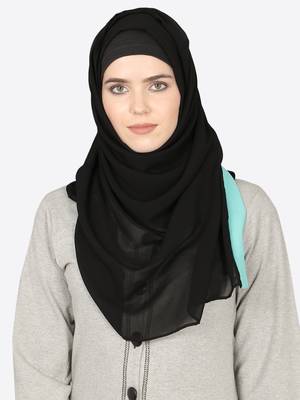 Aqua Band Plain Black Hijab 1