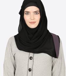 Purple Band Plain Black Hijab