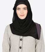 Purple Band Plain Black Hijab