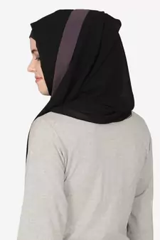 Purple Band Plain Black Hijab