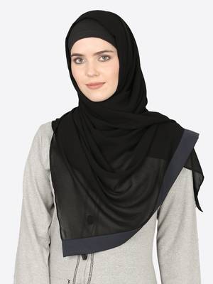 Navy Band Plain Black Hijab 1