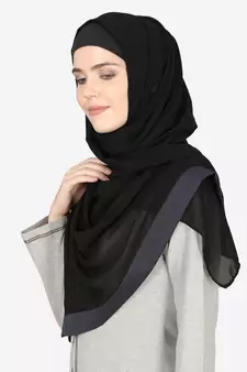 Navy Band Plain Black Hijab