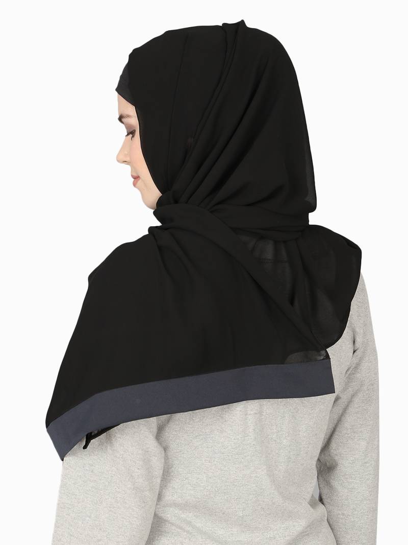 Navy Band Plain Black Hijab