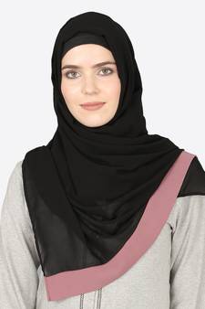 Mauve Band Plain Black Hijab