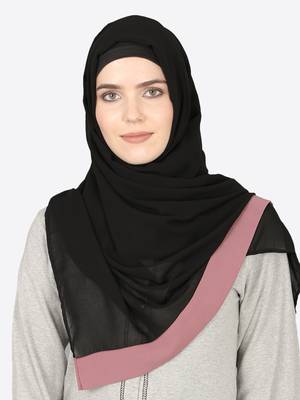 Mauve Band Plain Black Hijab 1