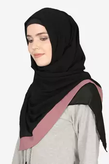 Mauve Band Plain Black Hijab