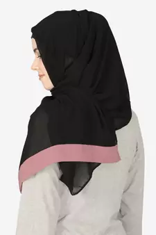 Mauve Band Plain Black Hijab