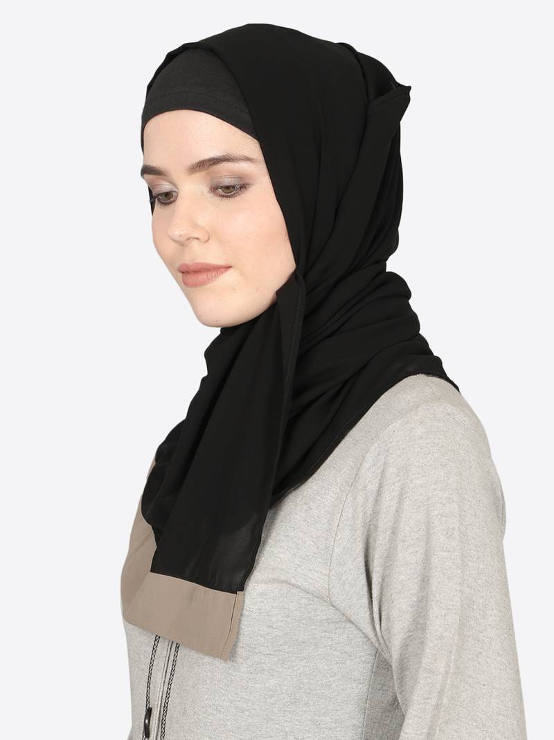 black georgette plain hijab