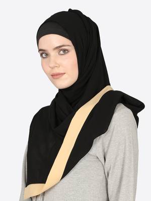Baeige Band Plain Black Hijab 2