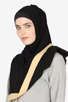 Baeige Band Plain Black Hijab