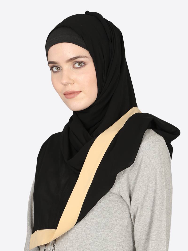 Baeige Band Plain Black Hijab
