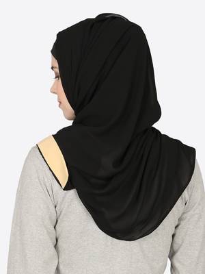 Baeige Band Plain Black Hijab 3