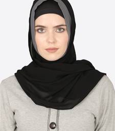 Grey Band Plain Black Hijab