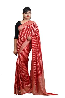 red woven banarasi saree with blouse 3