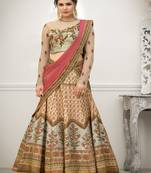 Multicolor digital print banarasi silk semi stitched lehenga