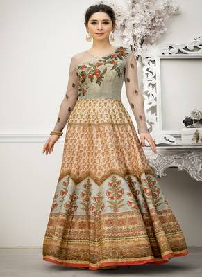 Multicolor digital print banarasi silk semi stitched lehenga 3