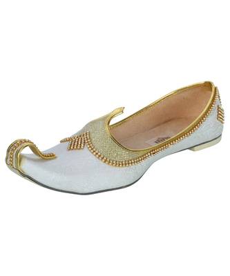 Men's White Gold Glitz Rhinestone Mojaris 1