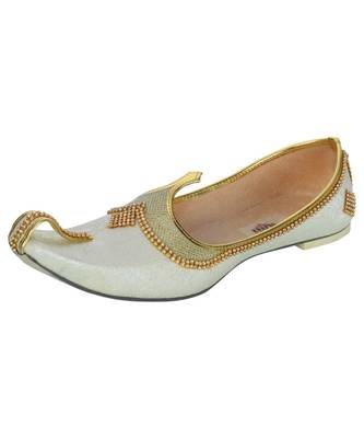 Men's Cream Gold Glitz Rhinestone Mojaris 1